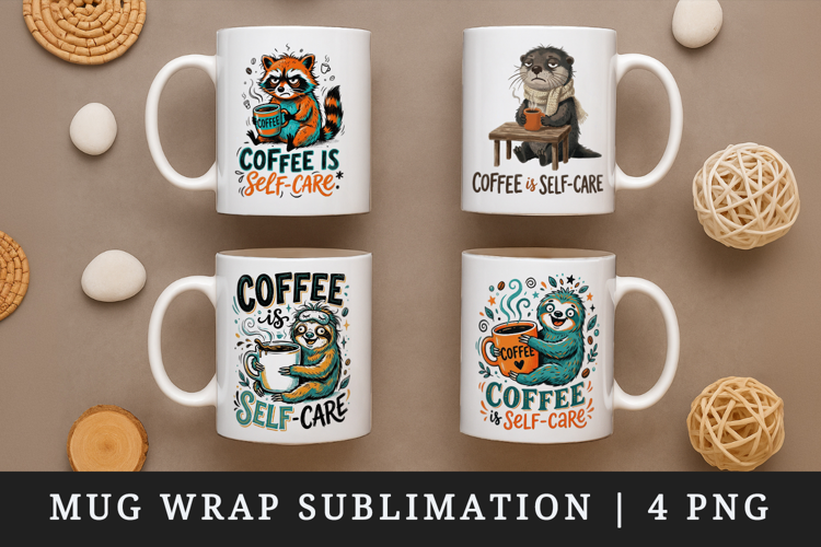 Coffee lover mug wrap printable sublimation design