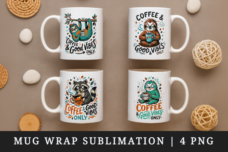 Coffee lover mug wrap printable sublimation design