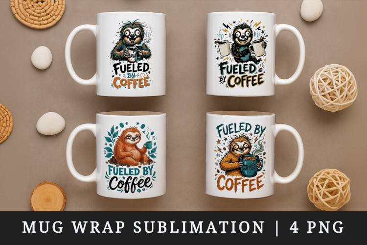 Coffee lover mug wrap printable sublimation design