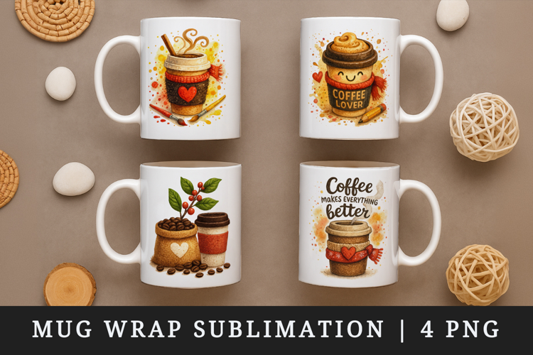 Coffee Lover mug wrap printable sublimation design