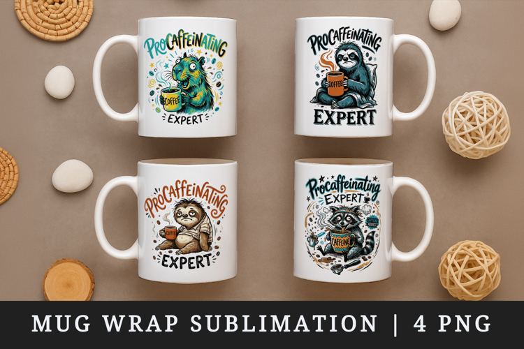 Coffee lover mug wrap printable sublimation design