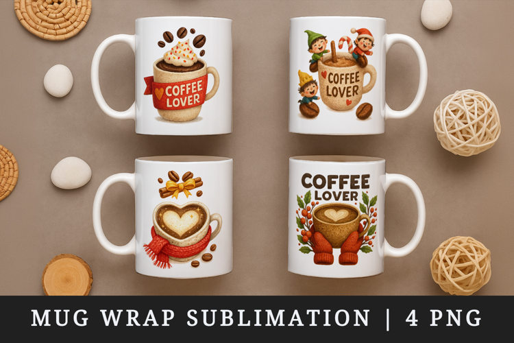 Coffee Lover mug wrap printable sublimation design