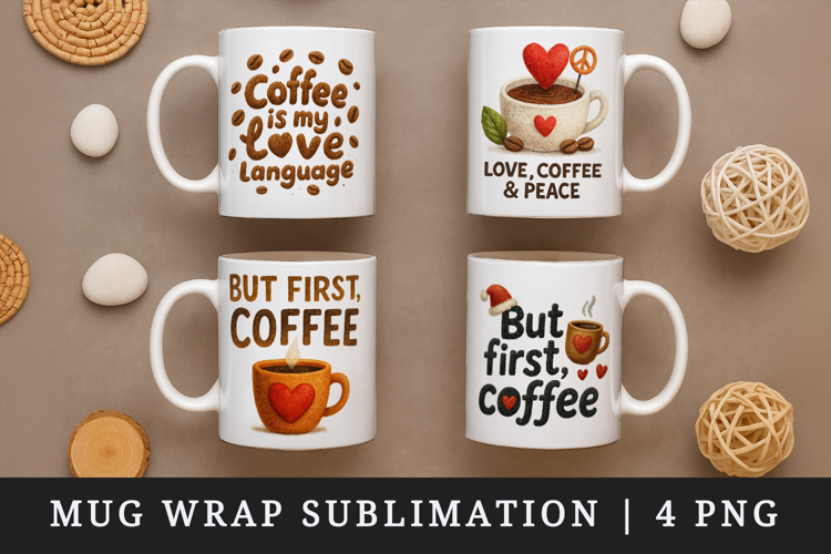 Coffee Lover mug wrap printable sublimation design