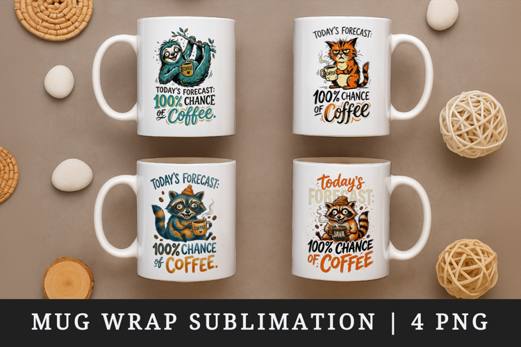 Coffee lover mug wrap printable sublimation design