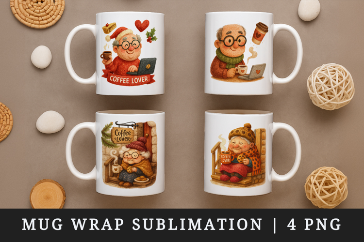 Coffee Lover mug wrap printable sublimation design