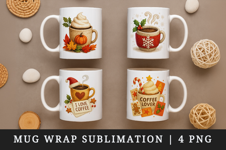 Coffee Lover mug wrap printable sublimation design