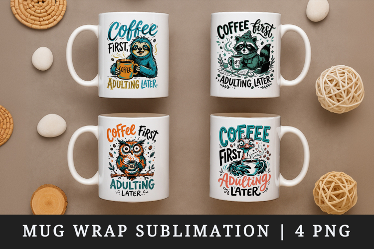 Coffee lover mug wrap printable sublimation design
