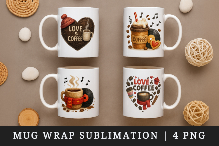 Coffee Lover mug wrap printable sublimation design