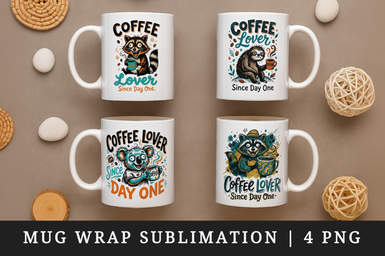 Coffee lover mug wrap printable sublimation design