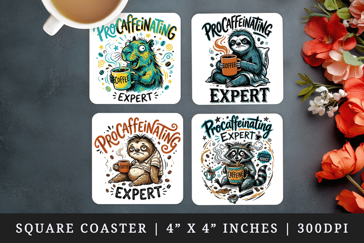 Coffee lover square coaster sublimation, coasters design