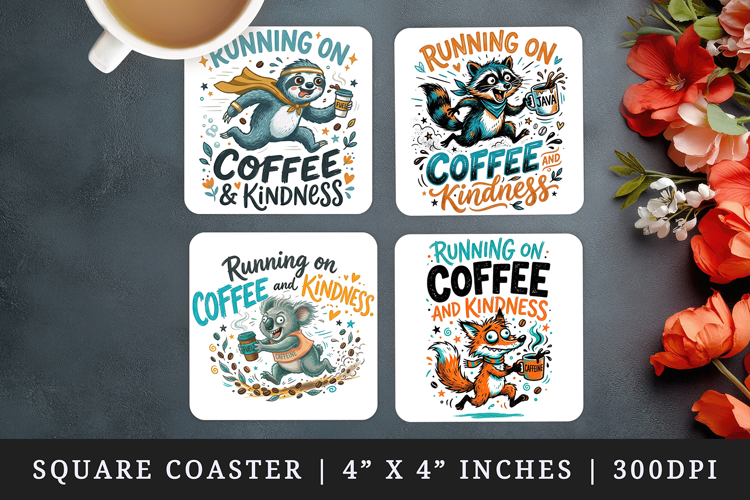 Coffee lover square coaster sublimation, coasters design