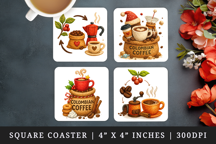 Coffee Lover square coaster sublimation, coasters design