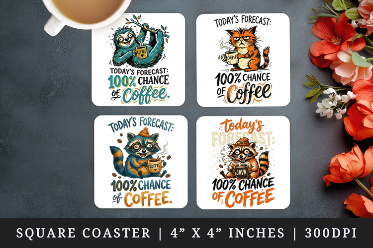 Coffee lover square coaster sublimation, coasters design