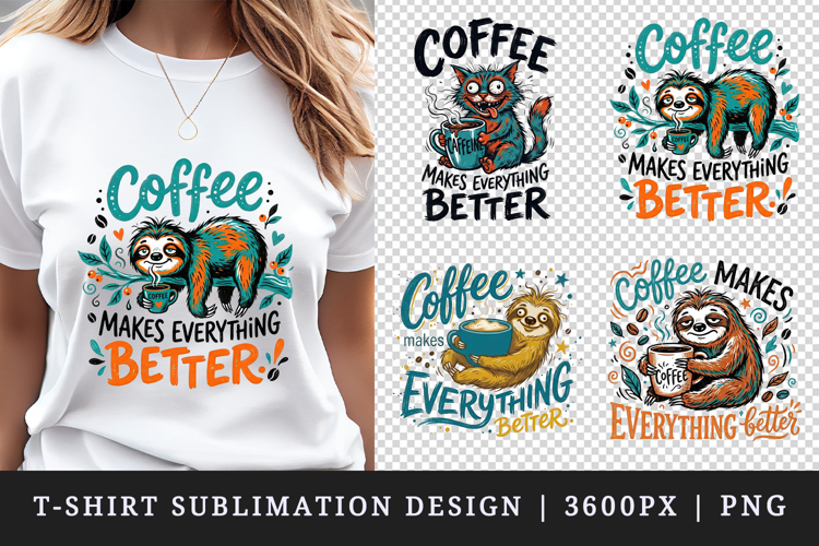 Coffee lover t-shirt printable sublimation design png