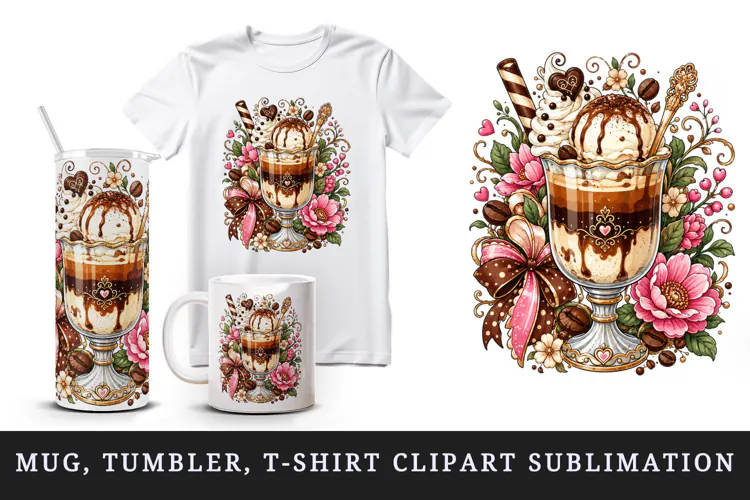 Coffee tumbler, mug wrap, clipart sublimation design