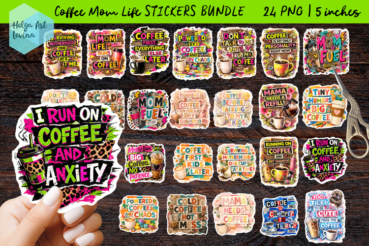 Stickers printable, Coffee Mom Life Bundle