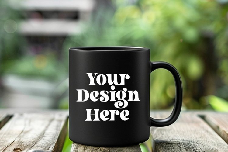 Coffee Mug Mockup Placed On A Garden