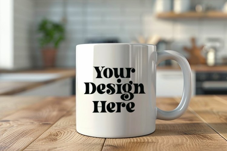 Coffee Mug Mockup Placed On A Kitchen