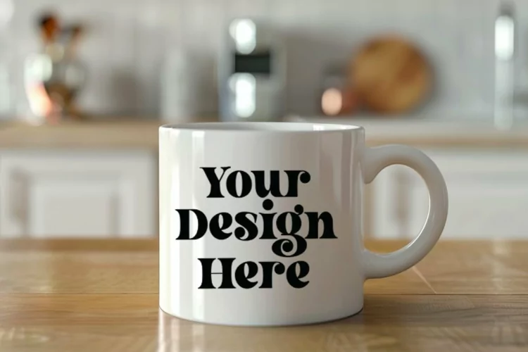 Coffee Mug Mockup Placed On A Kitchen