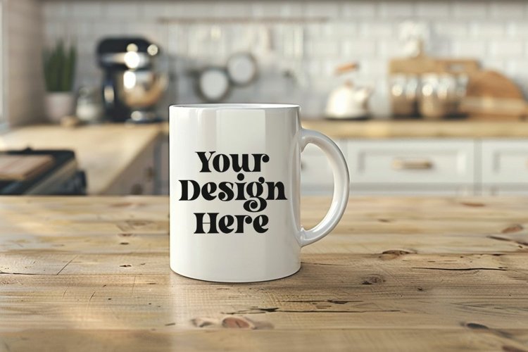 Coffee Mug Mockup Placed On A Kitchen