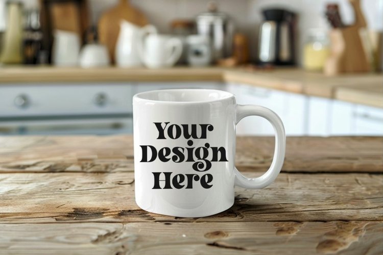 Coffee Mug Mockup Placed On A Kitchen