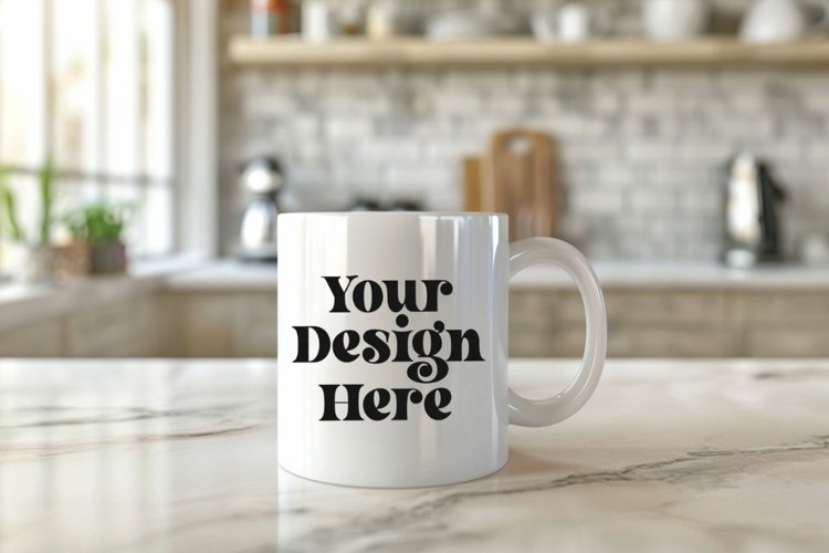 Coffee Mug Mockup Placed On A Kitchen