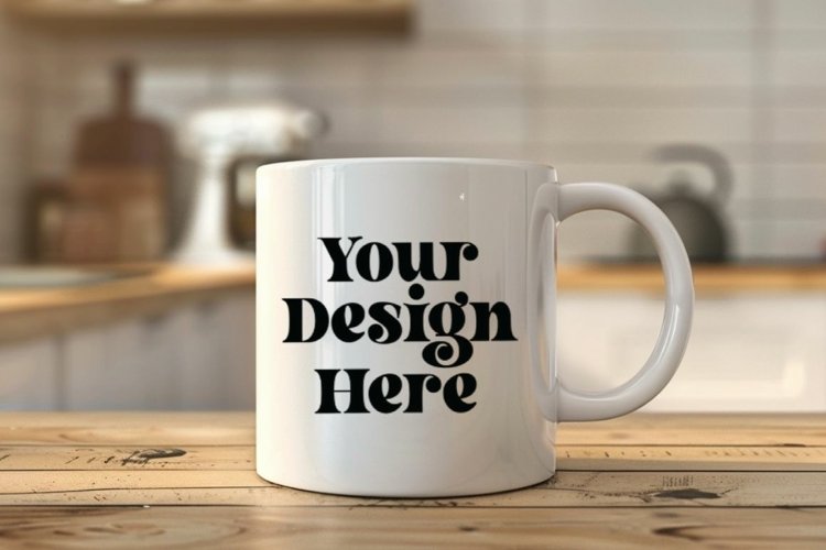 Coffee Mug Mockup Placed On A Kitchen