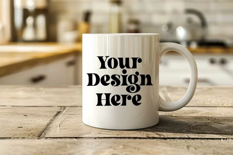 Coffee Mug Mockup Placed On A Kitchen