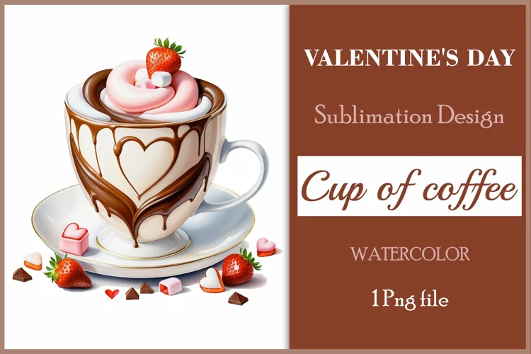 Coffee Mug Sublimation | Valentines Day Coffee Watercolor