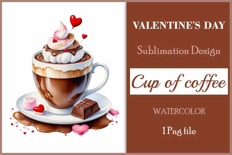 Coffee Mug Sublimation | Valentines Day Coffee Watercolor