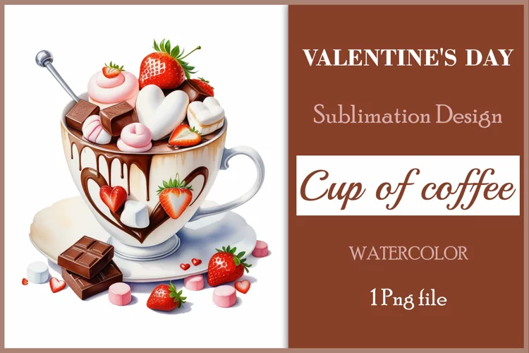 Coffee Mug Sublimation | Valentines Day Coffee Watercolor