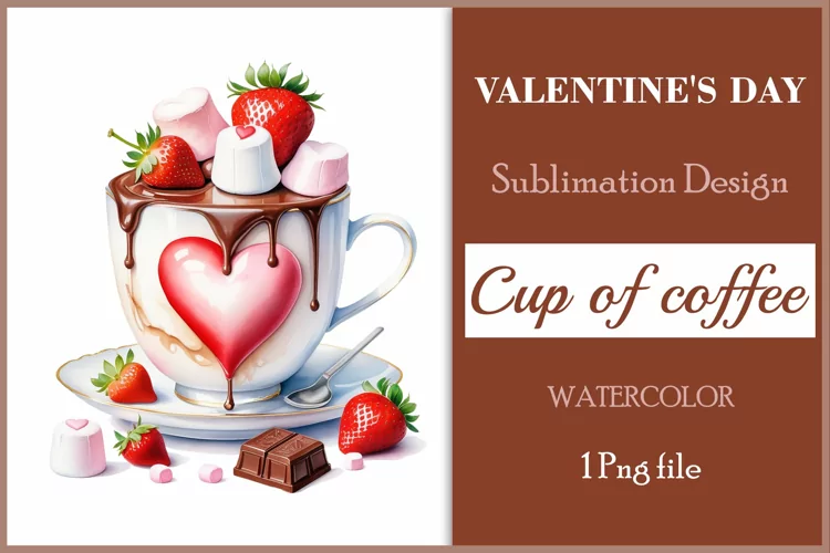 Coffee Mug Sublimation | Valentines Day Coffee Watercolor