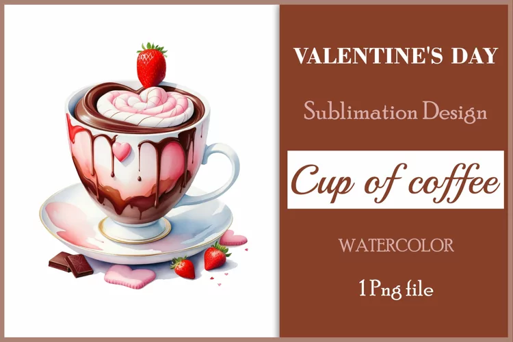 Coffee Mug Sublimation | Valentines Day Coffee Watercolor