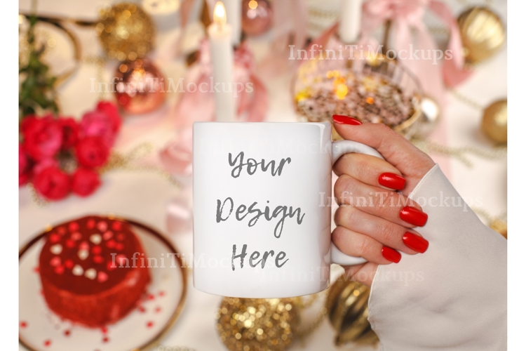 Coffee mug Valentine mockup Real product