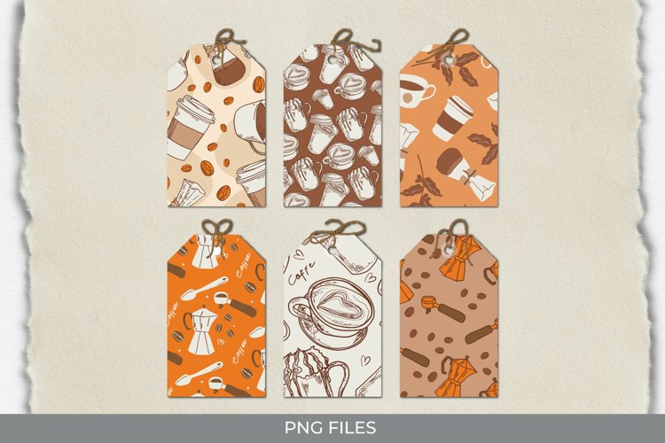 Coffee Seamless Pattern Shaped Tags