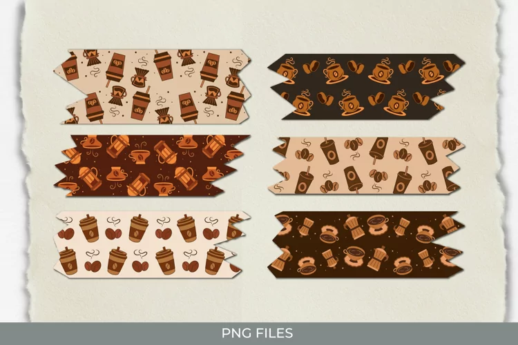 Coffee Patterned Tape - Scrapbook Embellishment