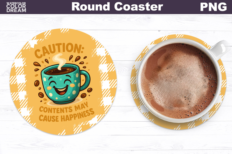 Funny Coffee Round Coaster | Sarcastic Cup Sublimation