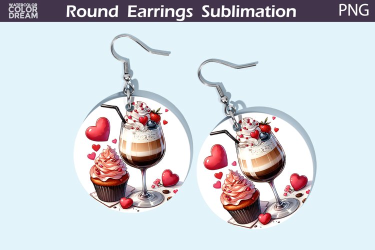 Coffee Latte Round Earrings | Valentines Day Earrings