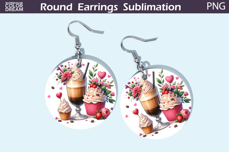 Coffee Latte Round Earrings | Valentines Day Earrings
