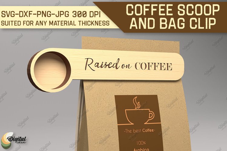 Coffee Scoop And Bag Clip SVG. Coffee Scoop Laser Cut