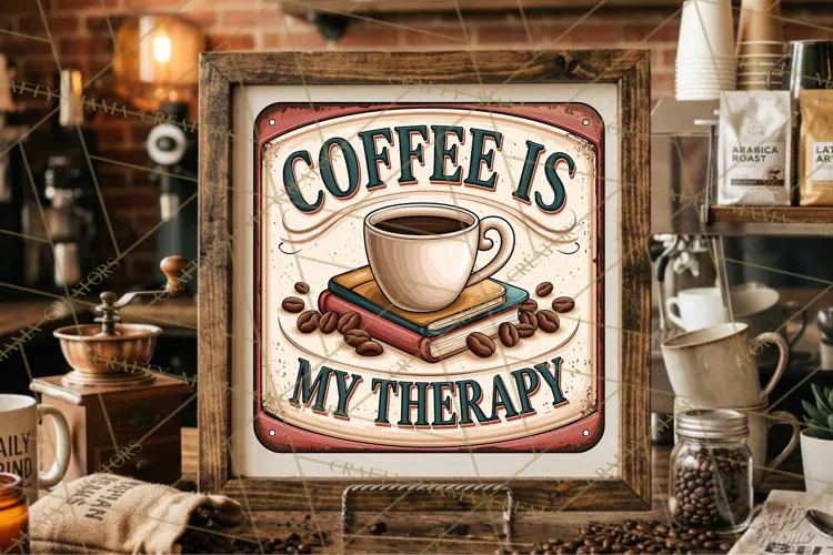 Coffee Is My Therapy | Rustic Coffee Signs Vintage Retro PNG