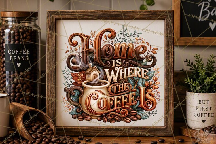 Coffee Lovers Signs, Coffee Signs PNG, Cozy Cafe Quotes example image 1