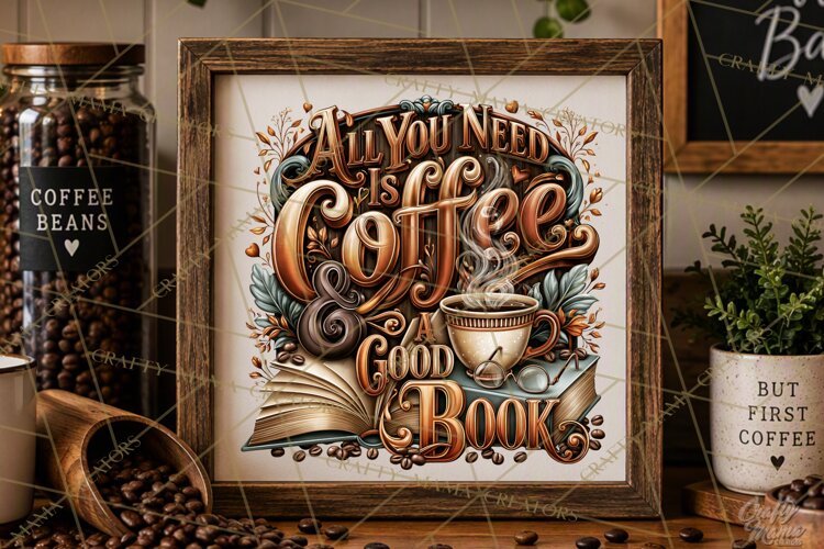 Coffee Lovers Signs, Coffee Signs PNG, Cozy Cafe Quotes example image 1