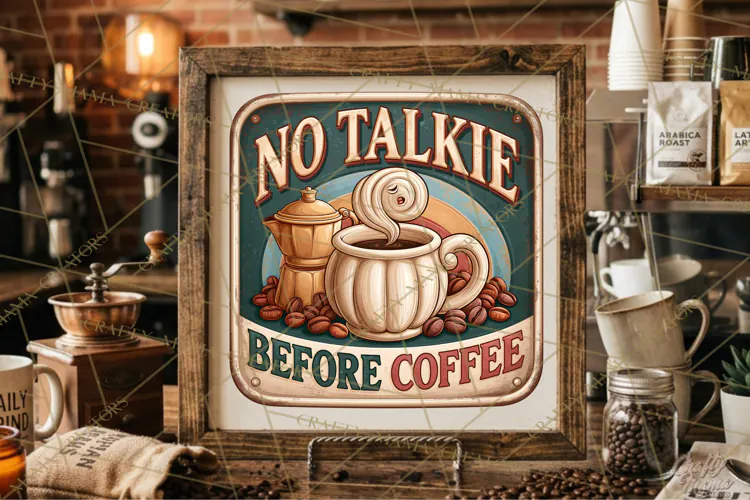 No Talkie | Rustic Coffee Signs Vintage Retro PNG