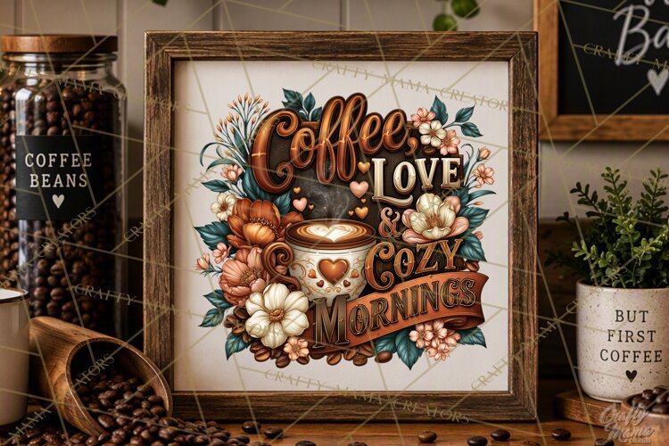 Coffee Lovers Signs, Coffee Signs PNG, Cozy Cafe Quotes example image 1