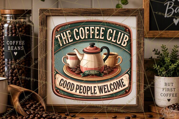 Coffee Club | Rustic Coffee Signs Vintage Retro PNG example image 1