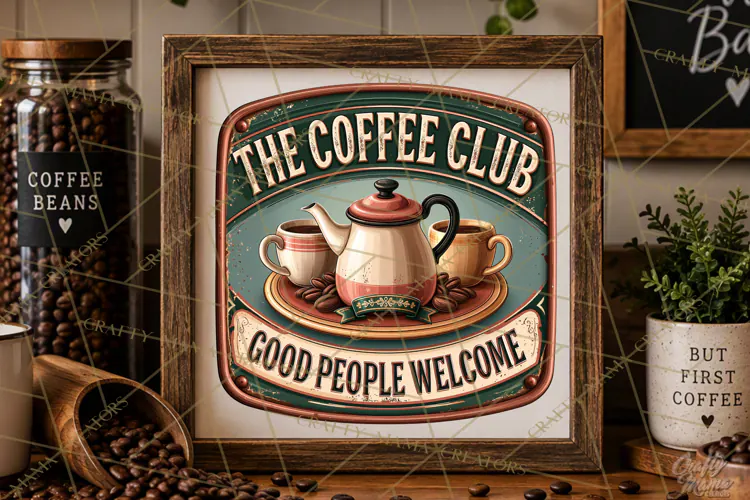 Coffee Club | Rustic Coffee Signs Vintage Retro PNG