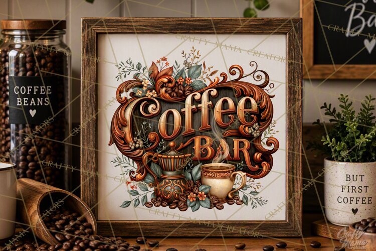 Coffee Lovers Signs, Coffee Signs PNG, Cozy Cafe Quotes example image 1