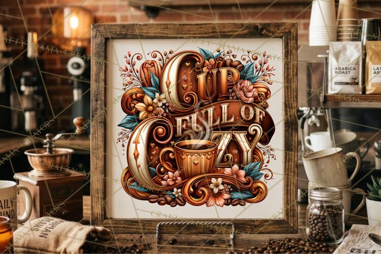 Coffee Lovers Signs, Coffee Signs PNG, Cozy Cafe Quotes example image 1