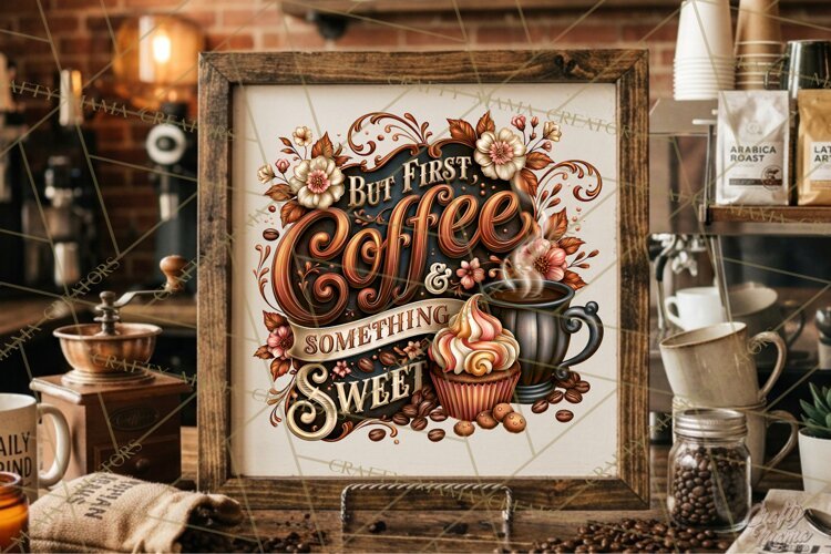 Coffee Lovers Signs, Coffee Signs PNG, Cozy Cafe Quotes example image 1